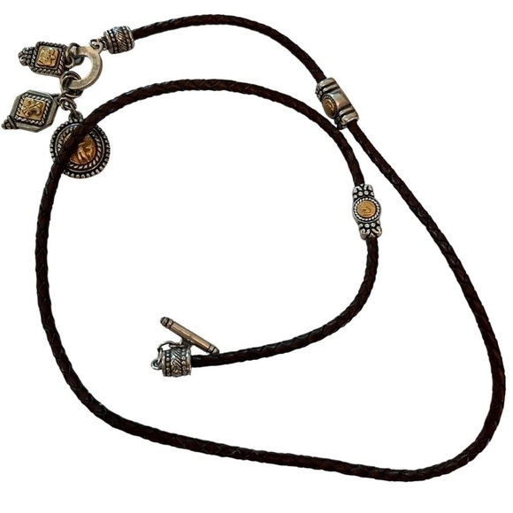 Vintage 90s Brighton Braided Leather Belt Bracelet - Picture 1 of 5